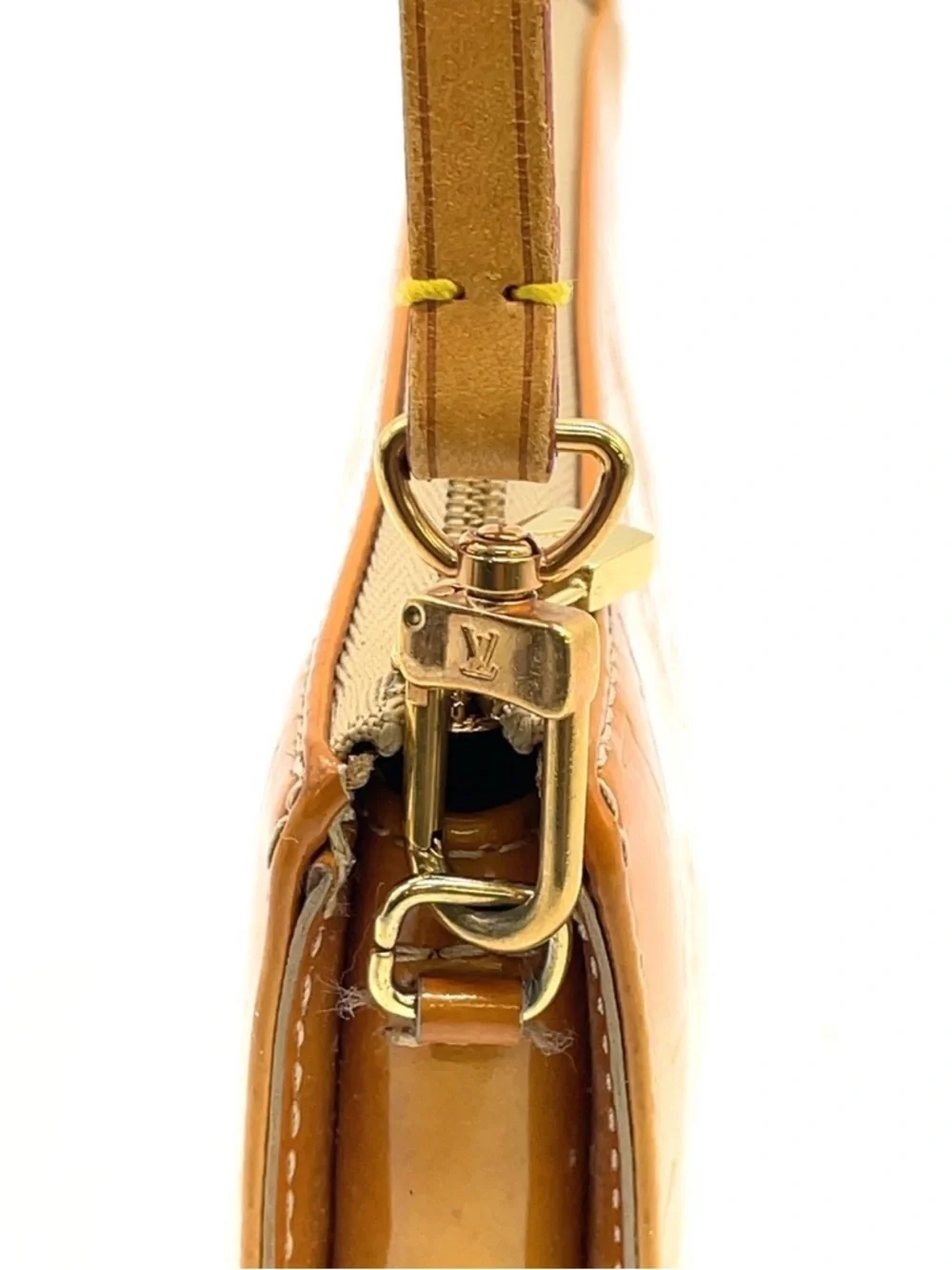 Auth Louis Vuitton Vernis Yellow Lexington Pouch Handbag W/ Box